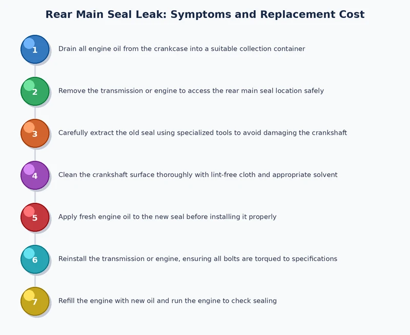 rear main seal replacement process diagram showing transmission removal sequence