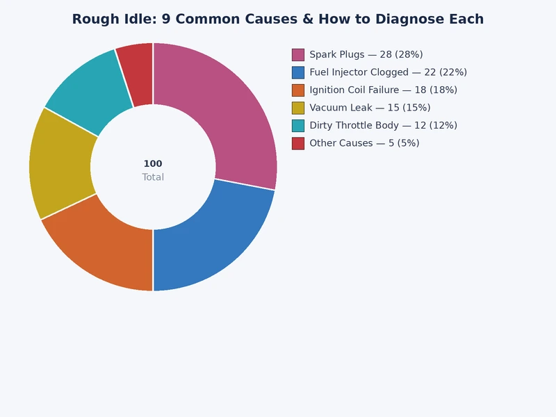 bar chart ranking the nine most common rough idle causes by frequency in repair shop data