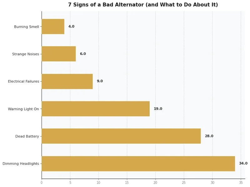 chart showing alternator voltage output and corresponding symptoms of failure