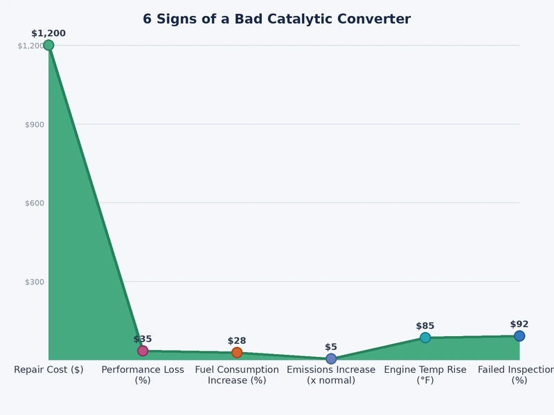 Bar chart showing relative frequency of the six signs of bad catalytic converter failure