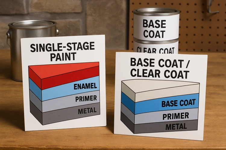 single stage vs two stage paint comparison on car body panel