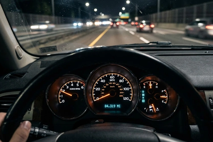 Speedometer not working — frozen needle on a car dashboard instrument cluster