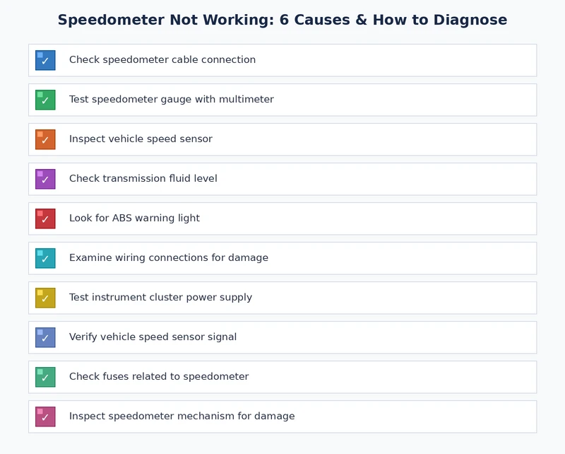 Speedometer not working diagnosis checklist — fuse, VSS sensor, wiring, ECU, instrument cluster