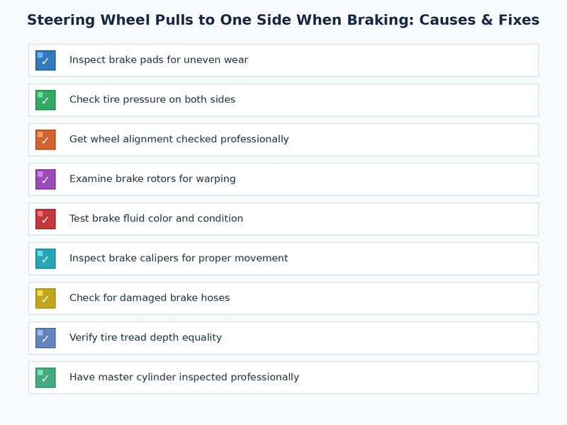 Diagnostic checklist for steering wheel that pulls to one side when braking