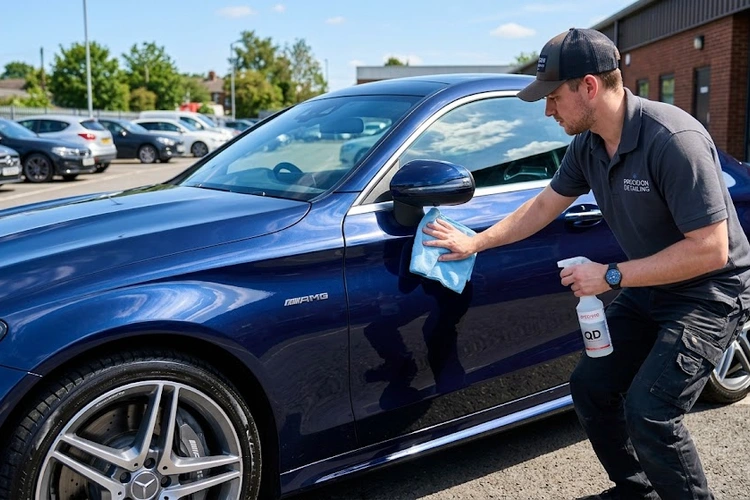 steering wheel vibrates at idle — close-up of driver gripping vibrating steering wheel at a stoplight