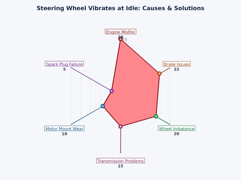 bar chart ranking common causes of steering wheel vibration at idle by frequency and repair urgency
