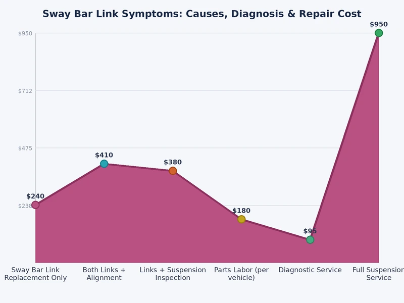 Bar chart comparing severity levels of common sway bar link symptoms and their effect on vehicle handling