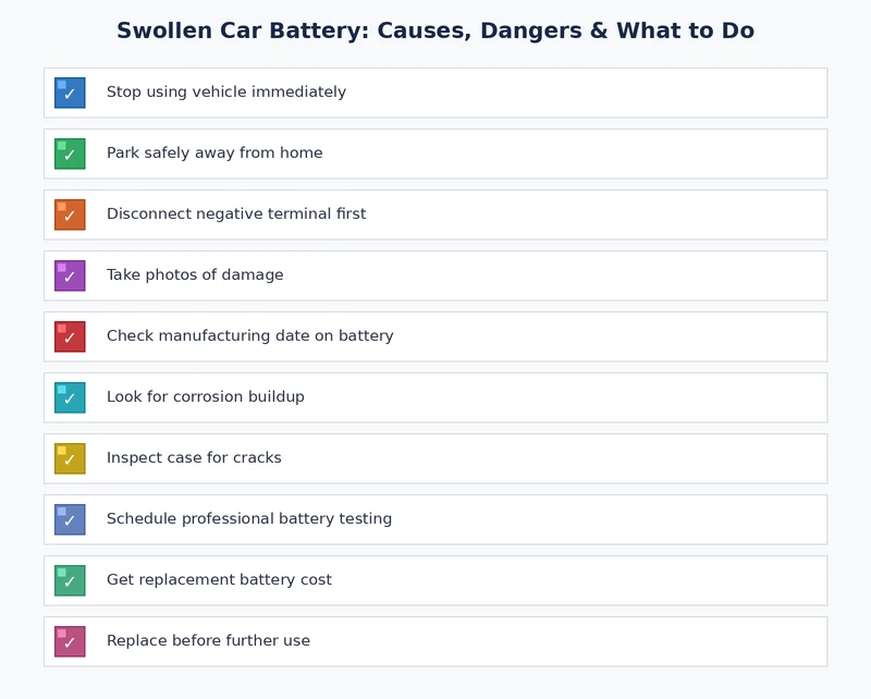 Safety and prevention checklist for handling a swollen car battery