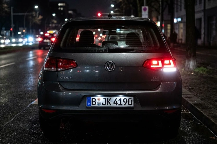 Mechanic inspecting taillights not working on the rear of a car
