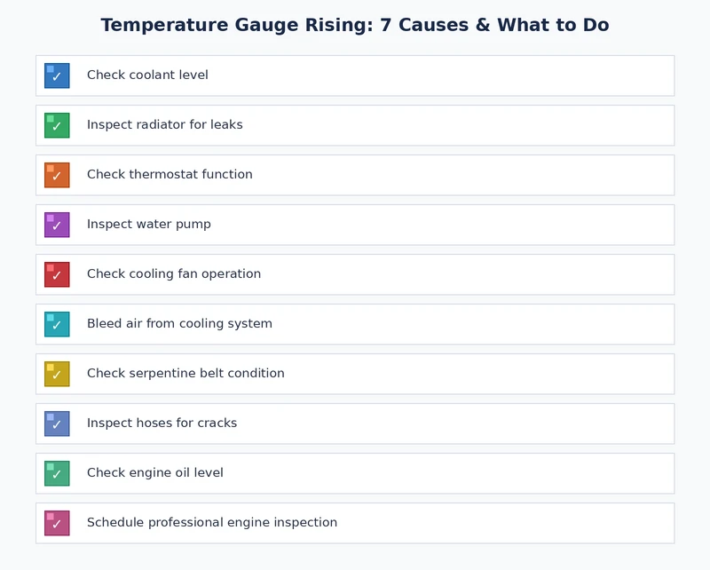 Cooling system maintenance checklist to prevent temperature gauge rising in any vehicle