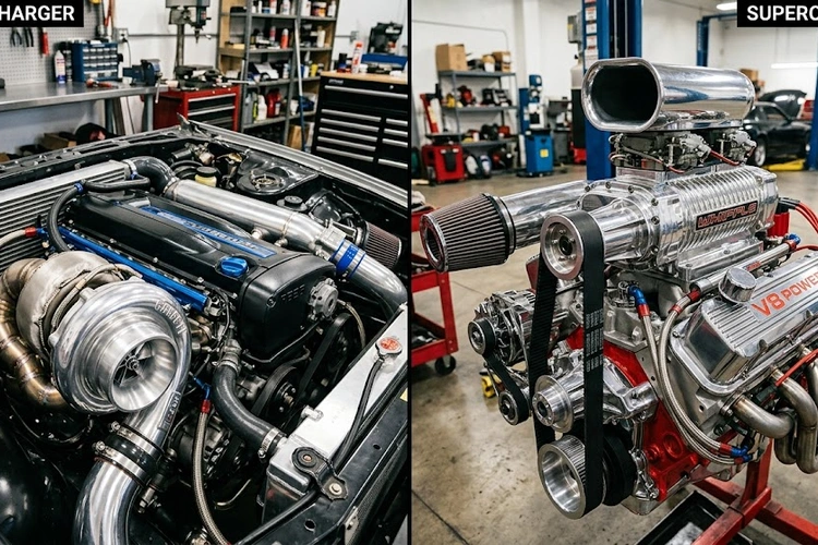 turbocharger vs supercharger side by side installation comparison on performance engine