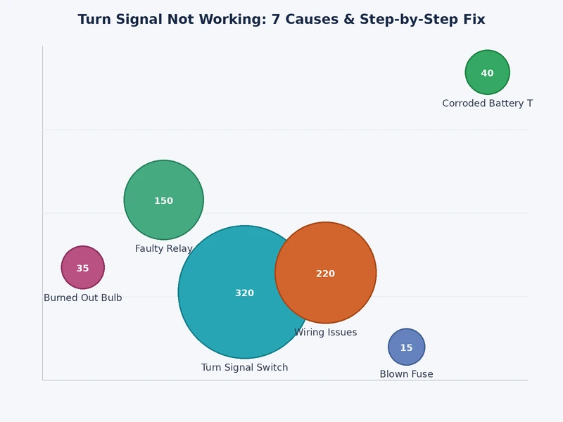 Bar chart showing frequency of the 7 causes of turn signal not working