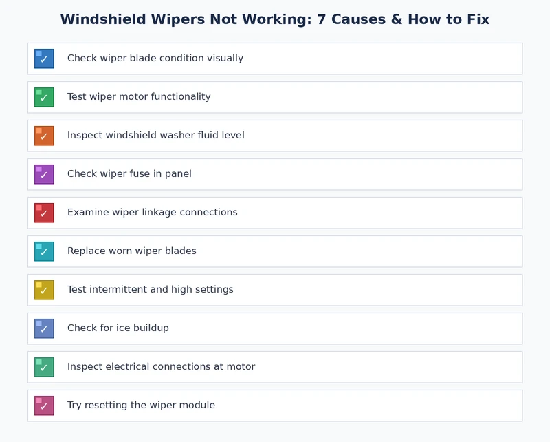 Checklist for diagnosing windshield wipers not working step by step