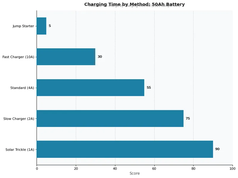 Charging Time by Method: 50Ah Battery