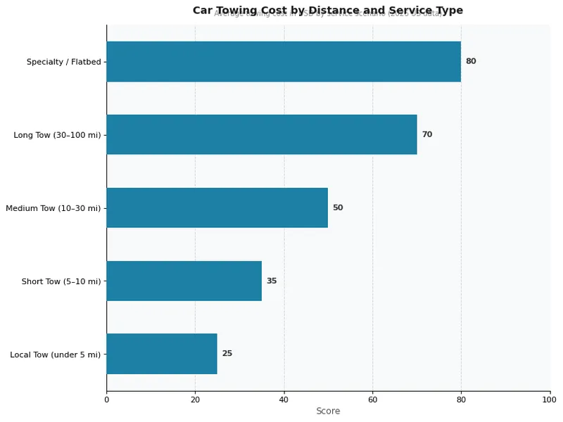 Car Towing Cost by Distance and Service Type