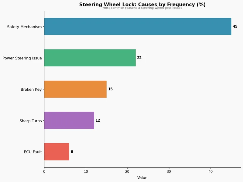 Steering Wheel Lock: Causes by Frequency (%)