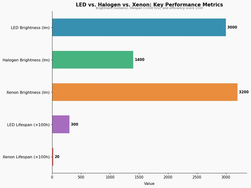 LED vs. Halogen vs. Xenon: Performance Comparison