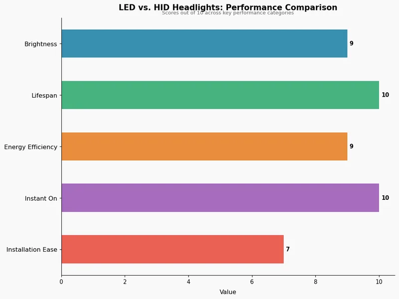 LED vs. HID Headlights: Performance Comparison