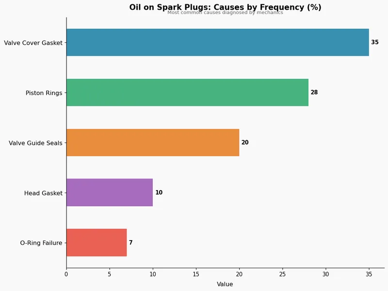 Oil on Spark Plugs: Causes by Frequency (%)