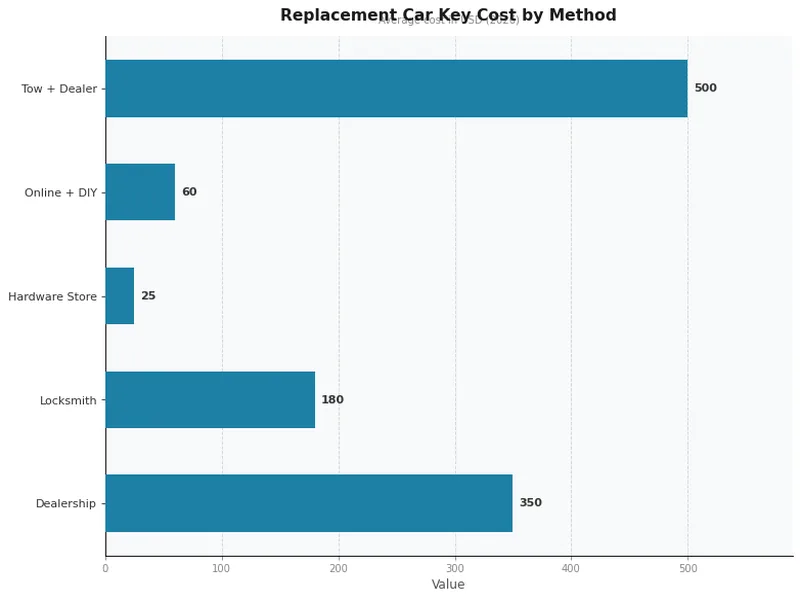 Replacement Car Key Cost by Method
